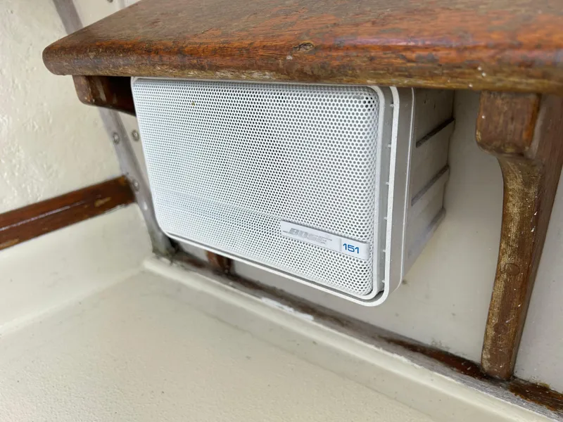 Slide: The Image of Bose 151 speaker mounted on 1983 Fortier 26 boat interior. - 24