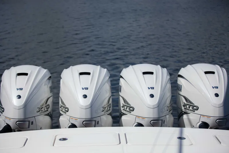 Slide: The Image of Four Yamaha V8 XTO outboard engines on a 2021 Regulator 41 boat. - 38