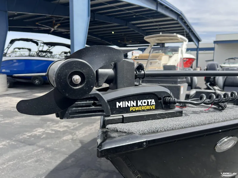 Slide: The Image of Minn Kota PowerDrive motor on 2025 Lund 1650 Rebel XL Blackout Package boat. - 10