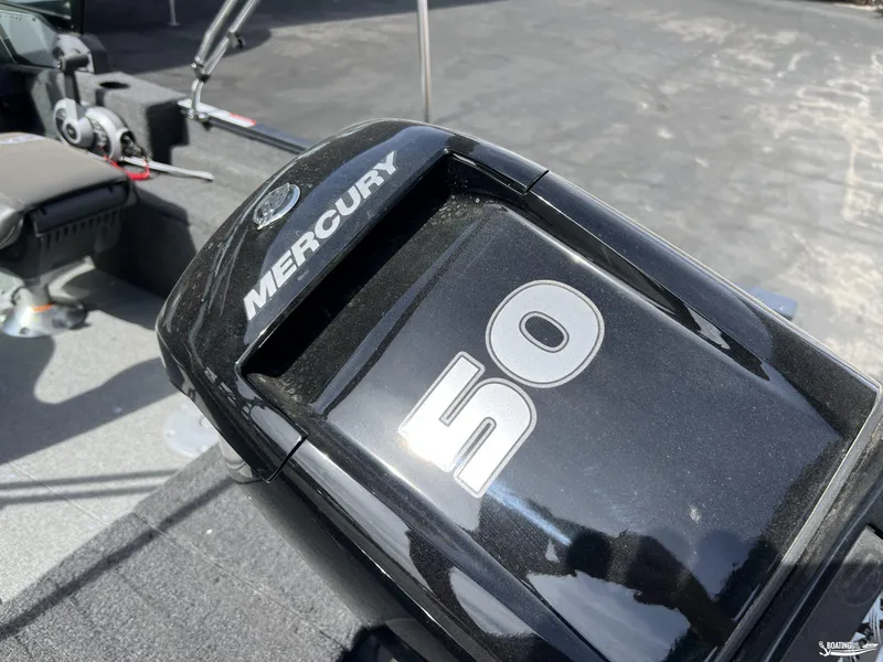 Slide: The Image of Mercury 50 horsepower engine on 2025 Lund 1650 Angler Sport boat. - 12