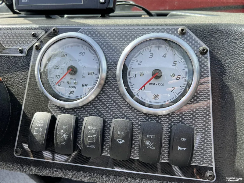Slide: The Image of Dashboard of 2025 Lund 1650 Angler Sport with speedometer and RPM gauges. - 8