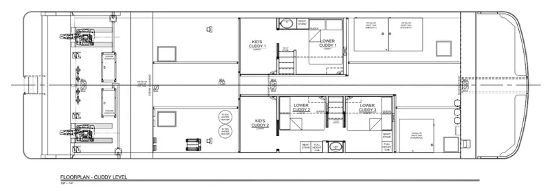 Slide: The Image of Floor plan of Adonia Allure Trip #8, 2020, showing cabins and amenities. - 12