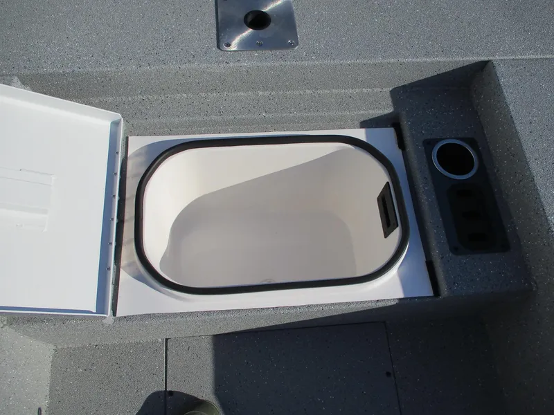 Slide: The Image of Vexus ACX 2150 boat storage compartment with cup holder, 2025 model. - 14