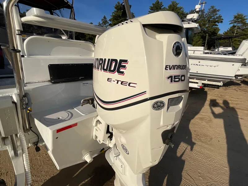 Slide: The Image of Evinrude E-TEC 150 outboard motor on 2013 Sealegs 7.7m Cabin boat. - 5