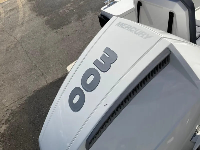 Slide: The Image of Mercury 300 outboard engine on 2020 Axopar 28 boat, top view. - 24