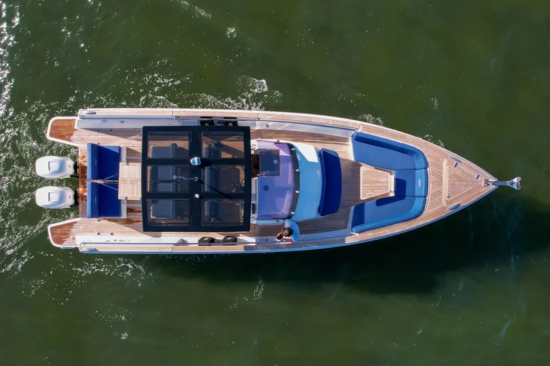 Slide: The Image of Aerial view of 2019 Fjord 38 Xpress yacht on water. - 7