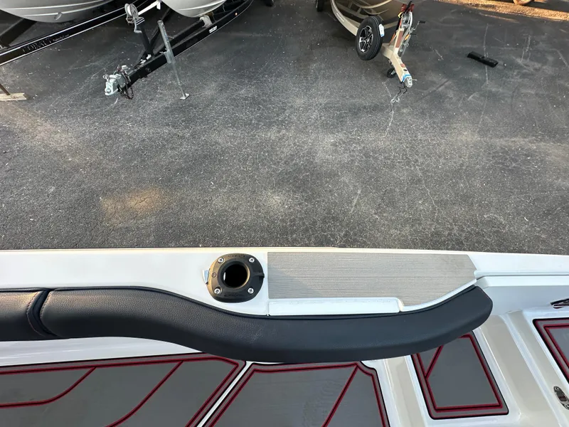 Slide: The Image of 2025 Monterey Elite 30 OB boat interior with sleek design and modern fittings. - 18