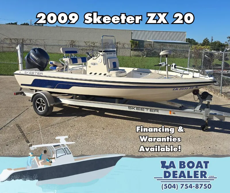 Slide: The Image of 2009 Skeeter ZX 20 Bay boat on trailer, financing available, LA Boat Dealer. - 20