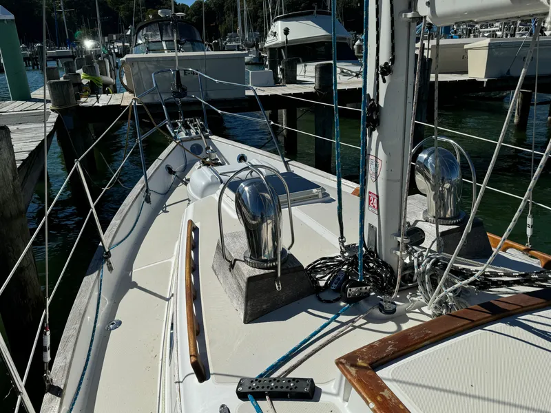 Slide: The Image of Sailboat deck view of 2006 Pacific Seacraft 31 docked at marina. - 3