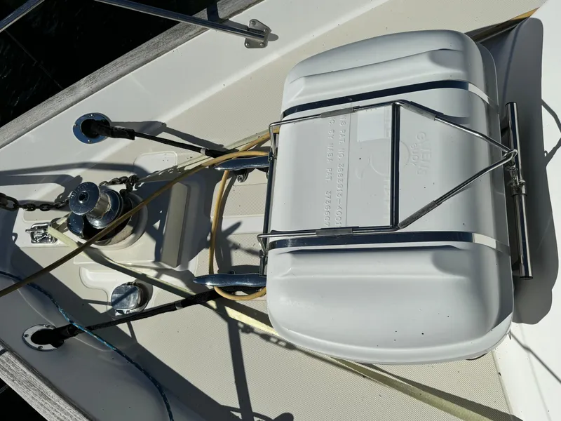 Slide: The Image of Deck of 2006 Pacific Seacraft 31 with lifeboat and winch equipment. - 5