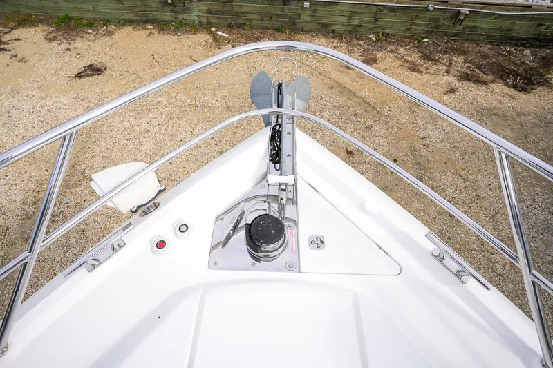 Slide: The Image of Bow of 2017 Galeon 43 SKY yacht with anchor and railing. - 13