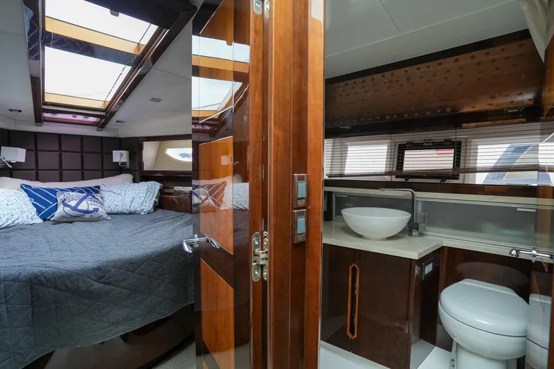 Slide: The Image of Luxurious interior of 2017 Galeon 43 SKY yacht with bedroom and bathroom. - 36