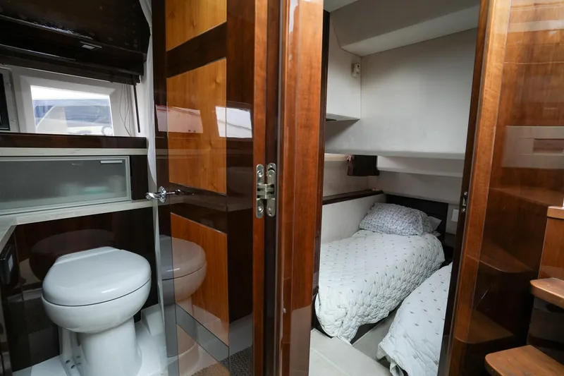 Slide: The Image of Interior of 2017 Galeon 43 SKY yacht with bedroom and bathroom. - 39