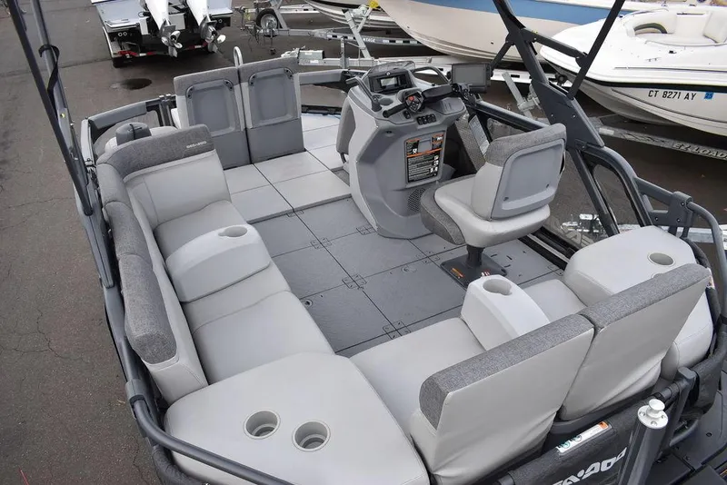 Slide: The Image of 2023 Sea-Doo Switch® Cruise 18-230 hp interior with spacious seating and modern controls. - 10
