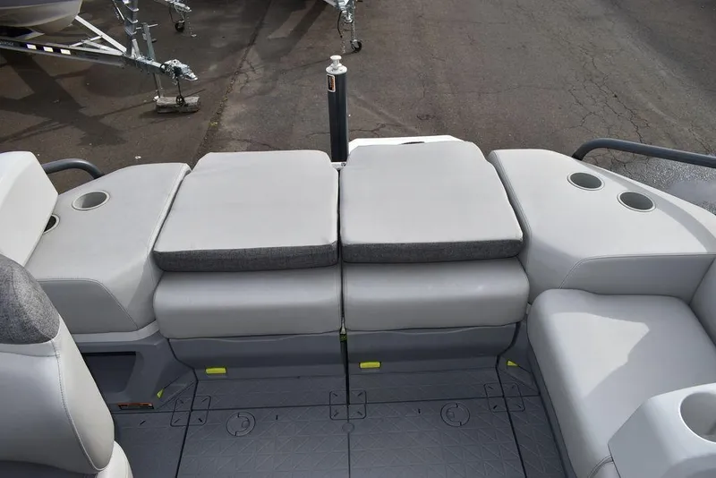 Slide: The Image of 2023 Sea-Doo Switch Cruise 18-230 hp boat seating area with cup holders. - 39