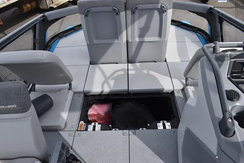 Slide: The Image of 2023 Sea-Doo Switch Cruise 18-230 hp interior seating and storage area. - 47