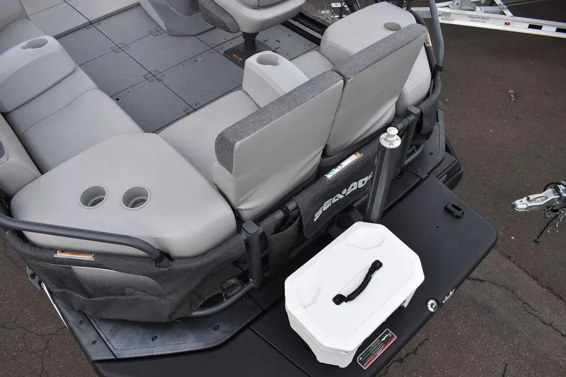 Slide: The Image of 2023 Sea-Doo Switch Cruise 18-230 hp interior with seating and storage features. - 8