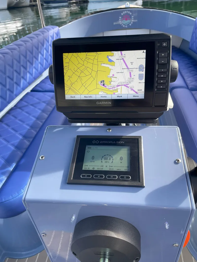 Slide: The Image of 2024 Vision Marine Technologies Fantail 217 boat dashboard with navigation system. - 5