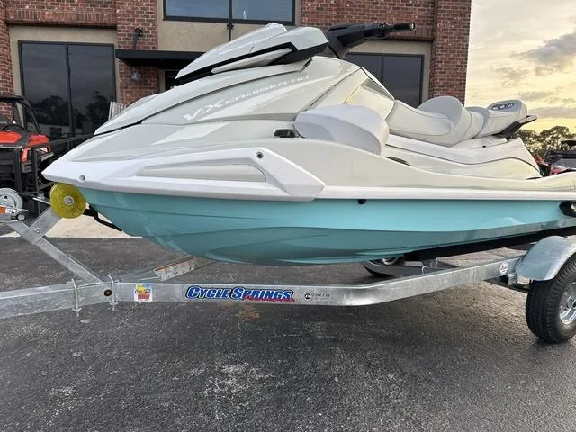 Slide: The Image of 2025 Yamaha Marine Waverunner VX Cruiser HO with audio, pearl/mint color, rear view. - 5