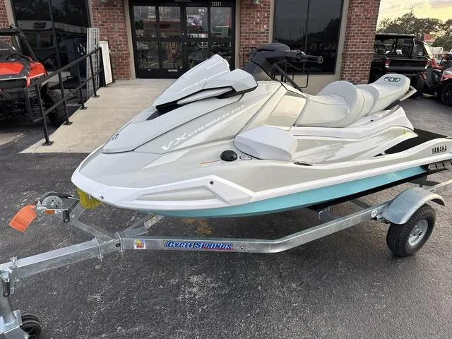 Slide: The Image of 2025 Yamaha Marine Waverunner VX Cruiser HO with audio on trailer. - 2