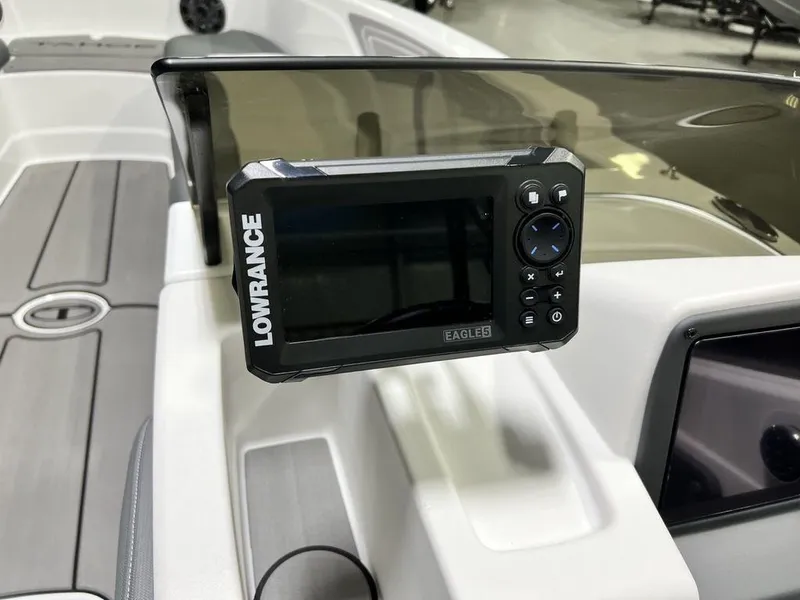 Slide: The Image of Lowrance fish finder on 2025 Tahoe T21 boat dashboard. - 14