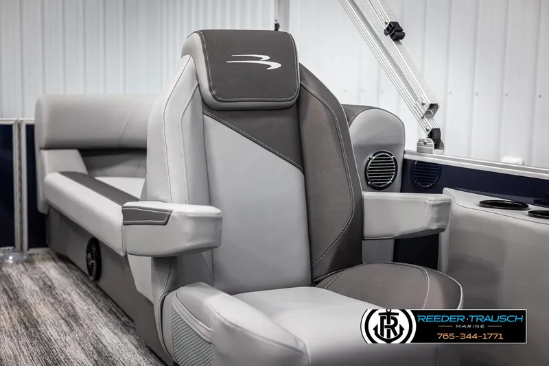 Slide: The Image of 2025 Bennington 23 SSRSE boat interior with luxurious seating and modern design. - 34