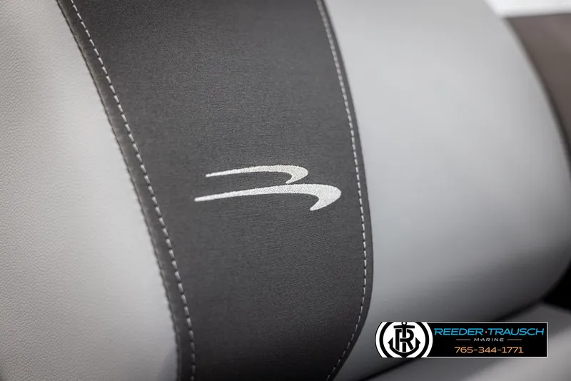 Slide: The Image of Close-up of 2025 Bennington 23 SSRSE boat seat with logo and stitching detail. - 37