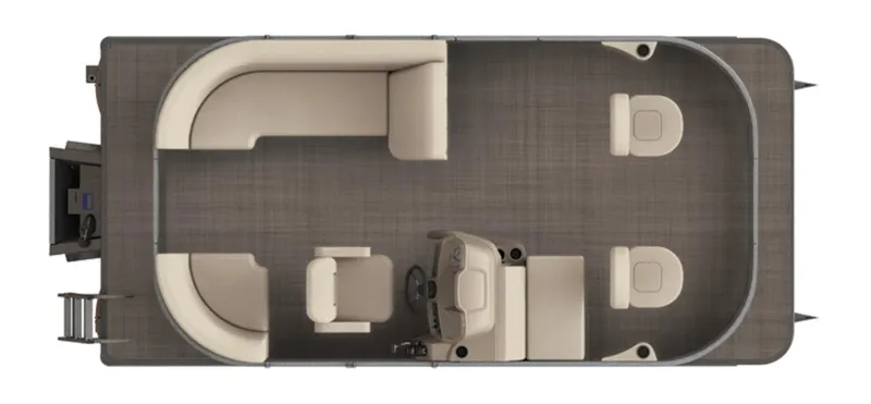 Slide: The Image of Top view of 2025 Starcraft LX 18 F boat interior layout with seating arrangement. - 2