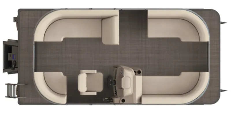 Slide: The Image of 2025 Starcraft LX 18 R pontoon boat interior layout, featuring spacious seating and helm station. - 2