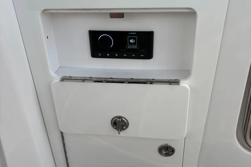 Slide: The Image of 2022 Monterey M-45 control panel with sleek design and secure compartment. - 21