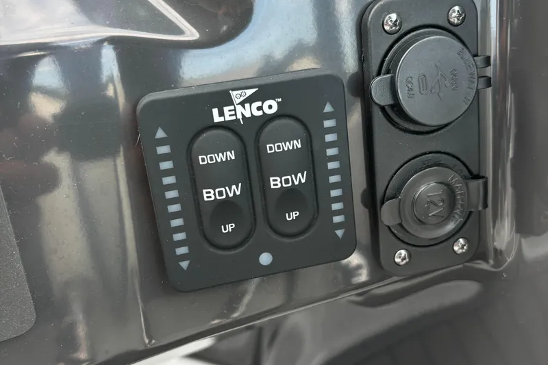 Slide: The Image of Lenco trim tab control panel on 2022 Monterey M-45 boat. - 22