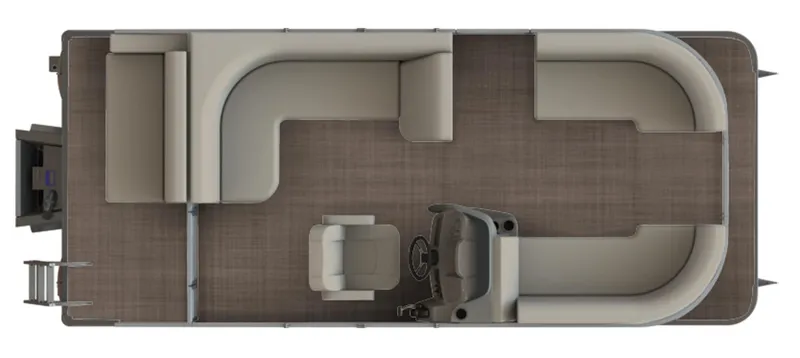 Slide: The Image of 2025 Starcraft LX 20 CB pontoon boat interior layout, featuring spacious seating and helm station. - 2