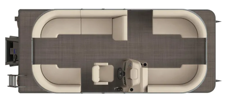 Slide: The Image of 2025 Starcraft LX 20 R pontoon boat interior layout, featuring spacious seating and helm. - 2