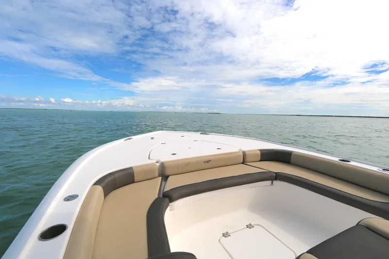 Slide: The Image of 2021 Tidewater 2500 Carolina Bay boat on calm water under a blue sky. - 5