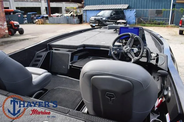 Slide: The Image of 2025 Ikon Boats VLX20 interior with steering wheel and dashboard at Thayer's Marine. - 37