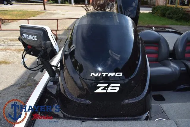 Slide: The Image of 2011 Nitro Z Series Z-6 boat with Lowrance equipment, Thayer's Marine logo visible. - 14