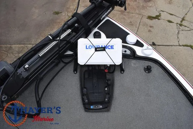Slide: The Image of 2011 Nitro Z Series Z-6 boat deck with Lowrance equipment and Thayer's Marine logo. - 4