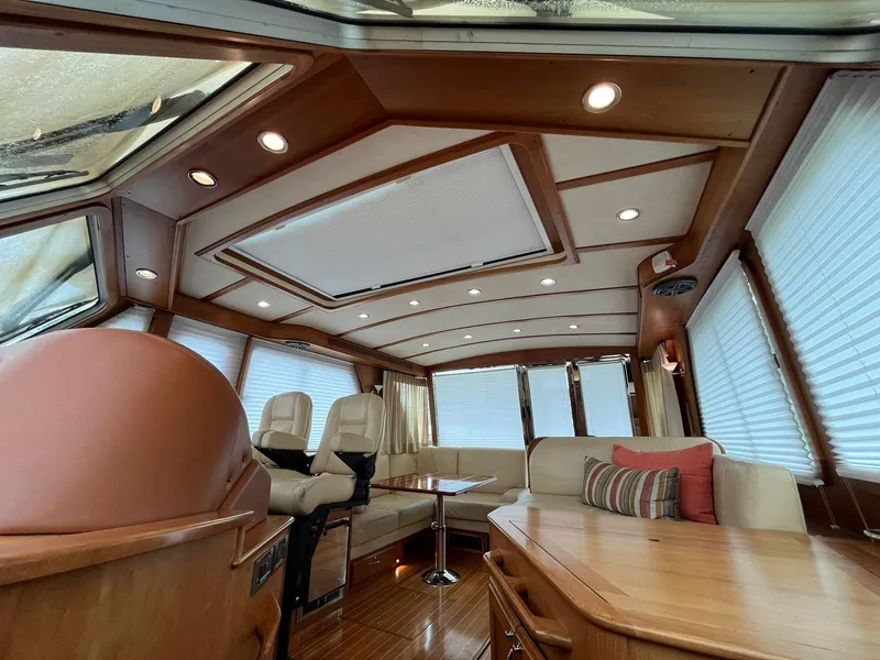 Slide: The Image of Luxurious interior of 2013 Sabre 48 Salon Express yacht with elegant wood finish. - 14