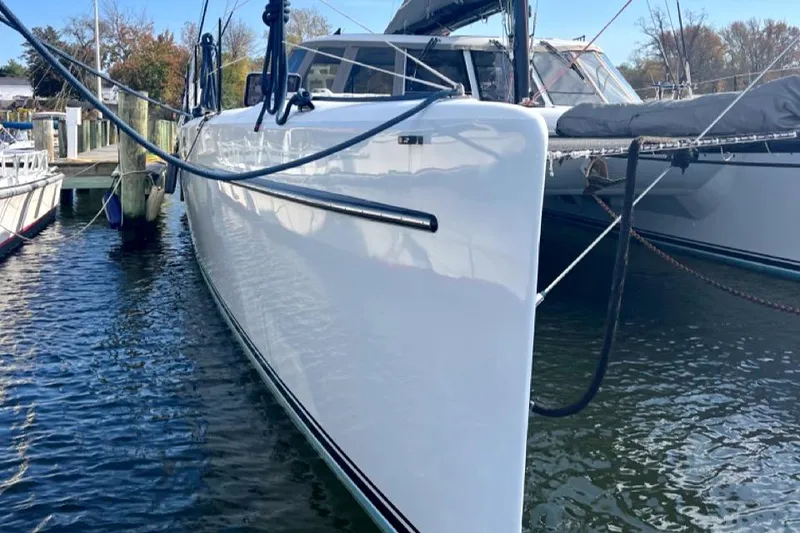 Slide: The Image of 2007 Morrelli & Melvin Shooting Star yacht docked in marina. - 11