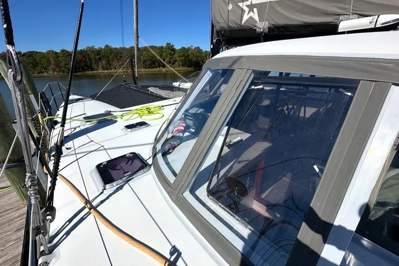 Slide: The Image of 2007 Morrelli & Melvin Shooting Star yacht deck with clear sky and water view. - 16