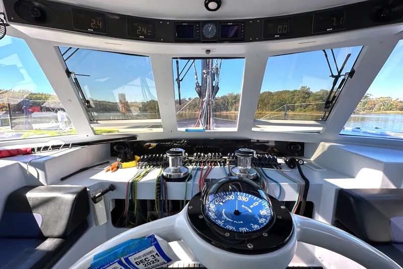 Slide: The Image of Interior view of 2007 Morrelli & Melvin Shooting Star yacht cockpit with navigation instruments. - 27