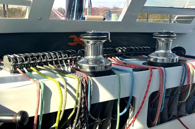Slide: The Image of Sailing yacht winches and colorful ropes on 2007 Morrelli & Melvin Shooting Star. - 31