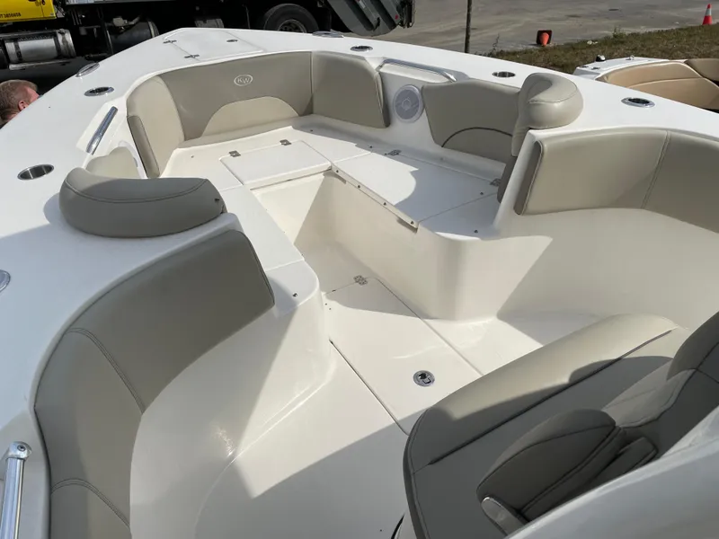 Slide: The Image of 2022 Key West 263 FS boat interior with spacious seating and modern design. - 6