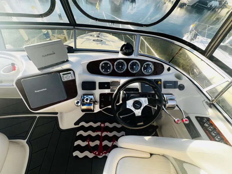 Slide: The Image of Helm of 2005 Meridian 368 Motor Yacht with Garmin and Raymarine navigation systems. - 6