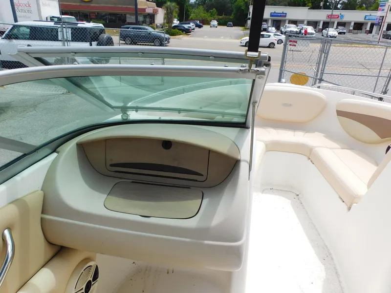 Slide: The Image of Interior of 2008 Chaparral 204 SSi boat with beige seating and windshield. - 12