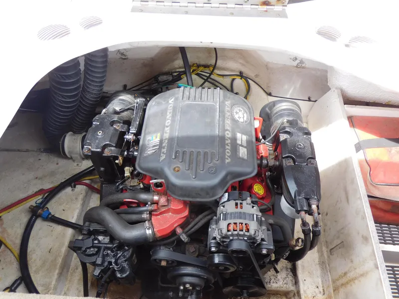 Slide: The Image of 2008 Chaparral 204 SSi boat engine compartment with Volvo Penta engine. - 14