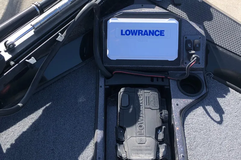 Slide: The Image of 2023 Ranger RT188P boat with Lowrance electronics on the dashboard. - 12