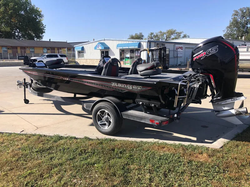 Slide: The Image of 2023 Ranger RT188P boat on trailer in parking lot. - 3