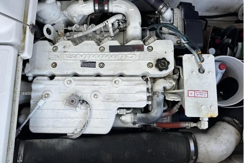 Slide: The Image of Engine of 2006 Glacier Bay 3470 Ocean Runner, featuring Cummins components. - 24