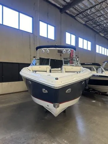 Slide: The Image of 2020 Cobalt R7 Surf boat in indoor showroom, front view. - 3